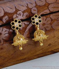 Trendy Black And White Ad Stone Gold Jhumki Earring ER5701