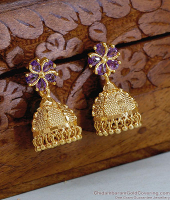 New Arrival Gold Jhumkas Amethyst Stone Bridal Jewelry ER5702