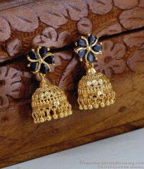 Floral Design Black Stone Jhumki Earring For Women ER5703