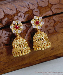 Trendy Micro Gold Polish Ad Stone Jhumki Earring Online ER5707 Trendy Micro Gold Polish Ad Stone Jhumki Earring Online ER5707