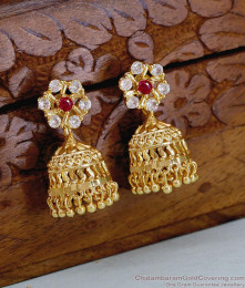 Trendy Micro Gold Polish Ad Stone Jhumki Earring Online ER5707 Trendy Micro Gold Polish Ad Stone Jhumki Earring Online ER5707