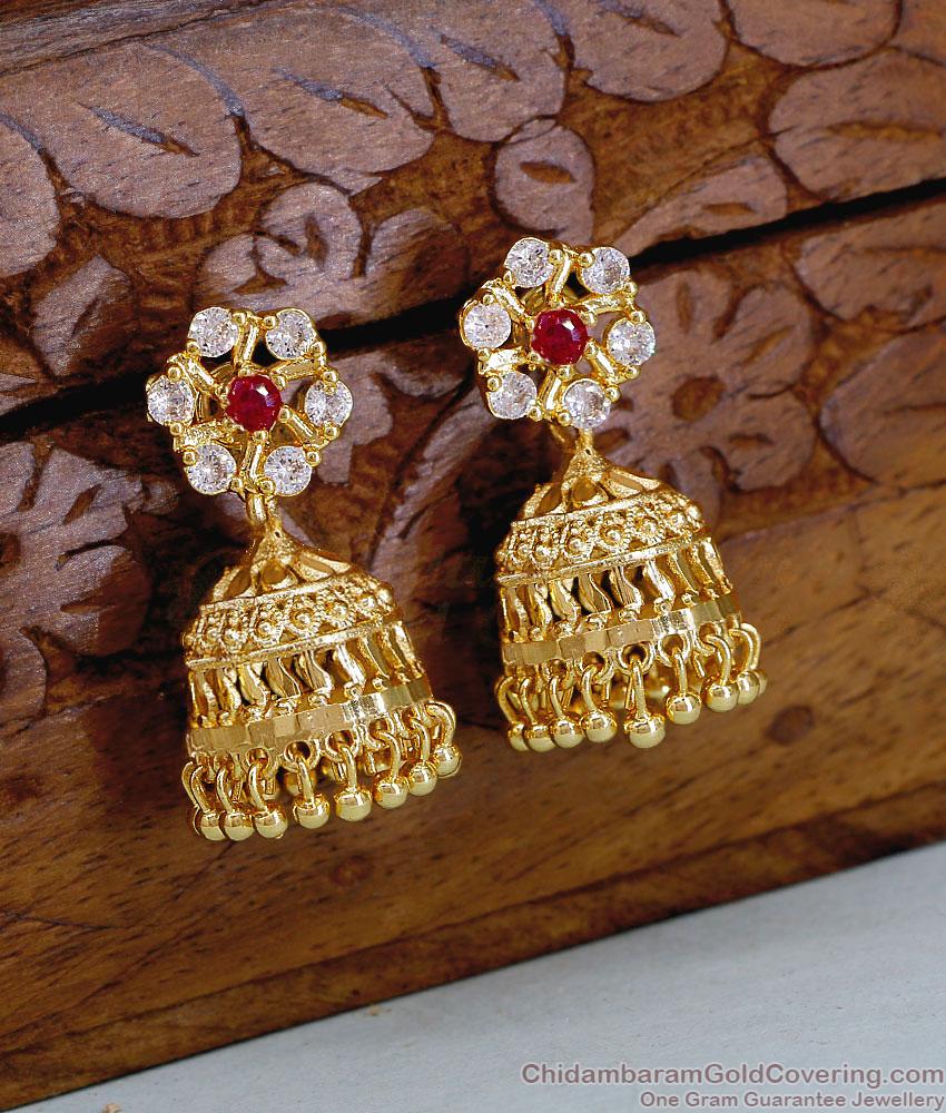 Trendy Micro Gold Polish Ad Stone Jhumki Earring Online ER5707 Trendy Micro Gold Polish Ad Stone Jhumki Earring Online ER5707