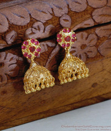 High Quality 1 Gram Gold Jhumki Ruby Stone Earring Online ER5710 High Quality 1 Gram Gold Jhumki Ruby Stone Earring Online ER5710
