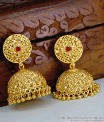 Single Ruby Stone Forming Gold Jhumki Earring Arabic Wedding Jewelry ER5712 Single Ruby Stone Forming Gold Jhumki Earring Arabic Wedding Jewelry ER5712
