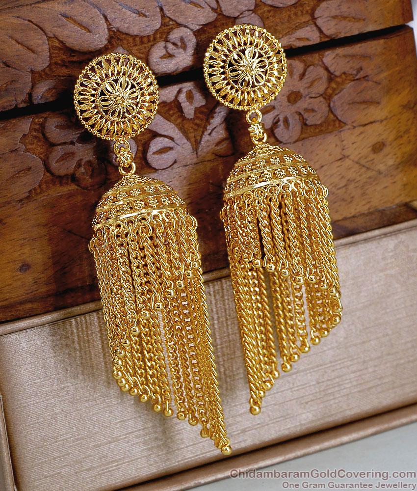 Premium Quality Hanging Chain Gold Imitation Jhumki For Wedding ER5713 Premium Quality Hanging Chain Gold Imitation Jhumki For Wedding ER5713