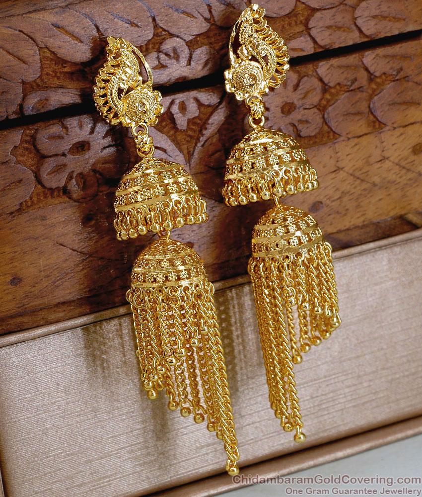Grand Festive Wear Two Step Gold Covering Jhumki Earrings ER5714 Grand Festive Wear Two Step Gold Covering Jhumki Earrings ER5714