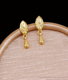 Plain Gold Imitation Drop Earring For Daily Use ER5716