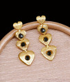 Black Stone Gold Plated Long Dangler Heart Design Earring ER5717 Black Stone Gold Plated Long Dangler Heart Design Earring ER5717
