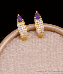 Stylish Amethyst Stone Gold Plated Stud Earring Online ER5721