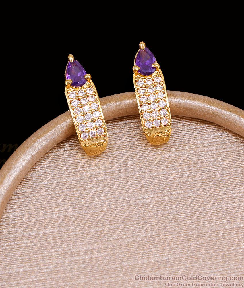 Stylish Amethyst Stone Gold Plated Stud Earring Online ER5721 Stylish Amethyst Stone Gold Plated Stud Earring Online ER5721