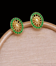 Small Green Ad Stone Stud Earring Fancy Jewelry Collection ER5722