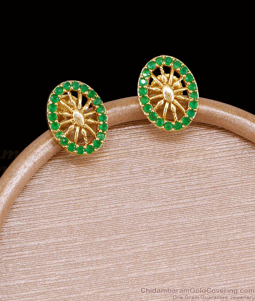 Small Green Ad Stone Stud Earring Fancy Jewelry Collection ER5722 Small Green Ad Stone Stud Earring Fancy Jewelry Collection ER5722