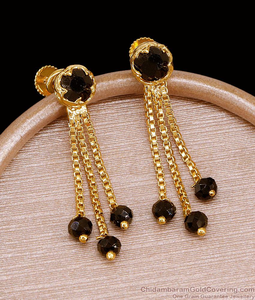 Light Weight Black Beaded Gold Imitation Dangler Earring ER5724 Light Weight Black Beaded Gold Imitation Dangler Earring ER5724