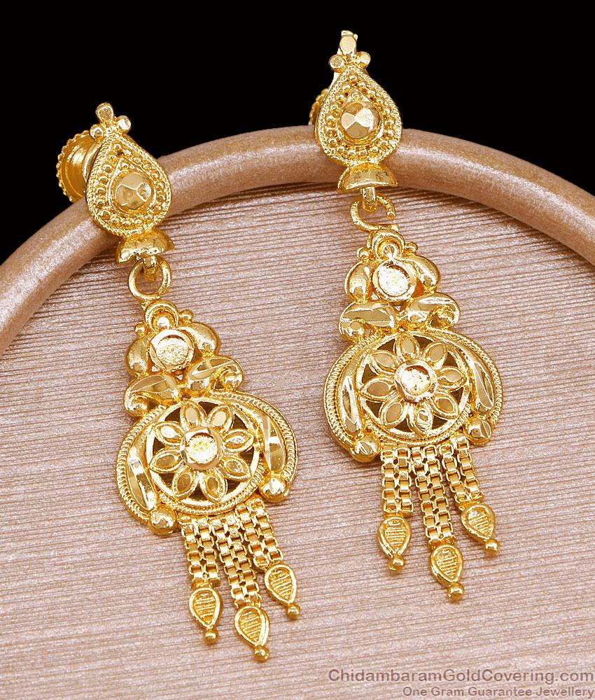 High Quality Micro Gold Plated Long Dangler Earring For Brides ER5727 High Quality Micro Gold Plated Long Dangler Earring For Brides ER5727