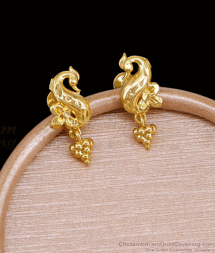 Simple Gold Design Peacock Stud Earring Shop Online ER5728