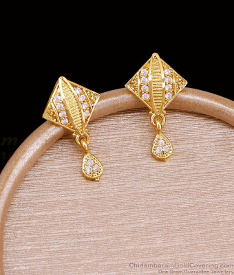 Ad White Stone Gold Covering Earring Collections Online ER5732