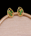 Light Weight Gold Imitation Earring Green Stone Stud Collections ER5741