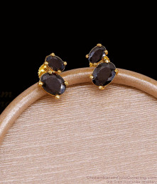 Regular Use Black Stone Gold Plated Stud Earring ER5742