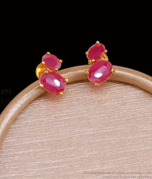 Trendy Dual Ruby Stone 1 Gram Gold Stud Earring Online ER5743