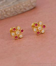 Ruby White Stone Screw Back Gold Imitation Stud Earring ER5744