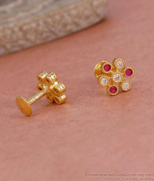 Ruby White Stone Screw Back Gold Imitation Stud Earring ER5744 Ruby White Stone Screw Back Gold Imitation Stud Earring ER5744