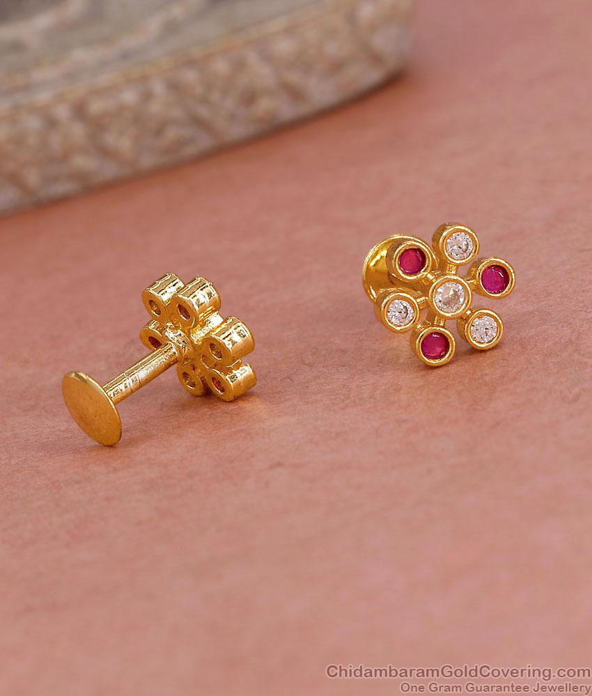 Ruby White Stone Screw Back Gold Imitation Stud Earring ER5744 Ruby White Stone Screw Back Gold Imitation Stud Earring ER5744