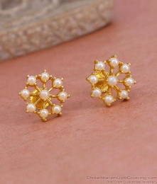 Light Weight White Pearl Gold Imitation Stud Earring Online ER5745