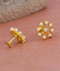 Light Weight White Pearl Gold Imitation Stud Earring Online ER5745