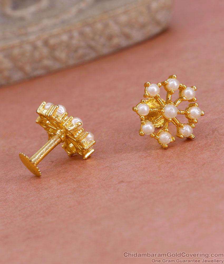 Light Weight White Pearl Gold Imitation Stud Earring Online ER5745