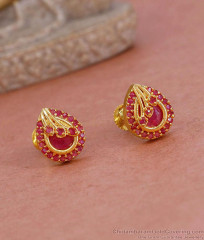 Stylish Ruby Stone Gold Plated Stud Earring Collection Online ER5746 Stylish Ruby Stone Gold Plated Stud Earring Collection Online ER5746