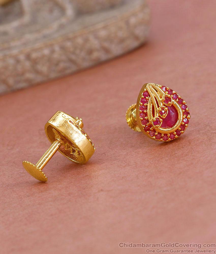 Stylish Ruby Stone Gold Plated Stud Earring Collection Online ER5746