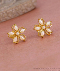 High Quality 1 Gram Gold Floral Stud Earring Pearl Design ER5749 High Quality 1 Gram Gold Floral Stud Earring Pearl Design ER5749