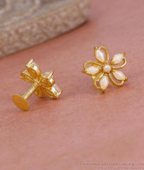 High Quality 1 Gram Gold Floral Stud Earring Pearl Design ER5749