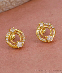 Full White Stone Gold Plated Stud Earring For Party Wear ER5750 Full White Stone Gold Plated Stud Earring For Party Wear ER5750