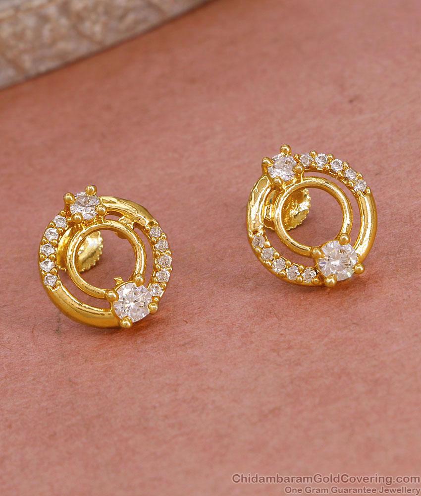 Full White Stone Gold Plated Stud Earring For Party Wear ER5750 Full White Stone Gold Plated Stud Earring For Party Wear ER5750