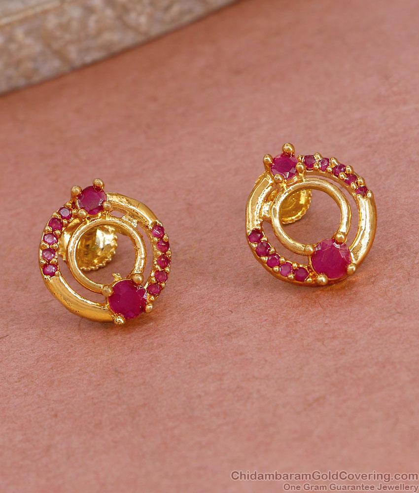 Elegant One Gram Gold Ruby Stone Stud Earring Shop Online ER5751 Elegant One Gram Gold Ruby Stone Stud Earring Shop Online ER5751