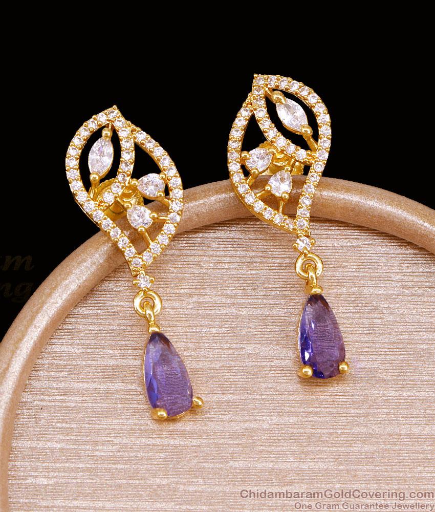 Premium Quality Gold Imitation Amethyst Stone Dangler ER5756 Premium Quality Gold Imitation Amethyst Stone Dangler ER5756