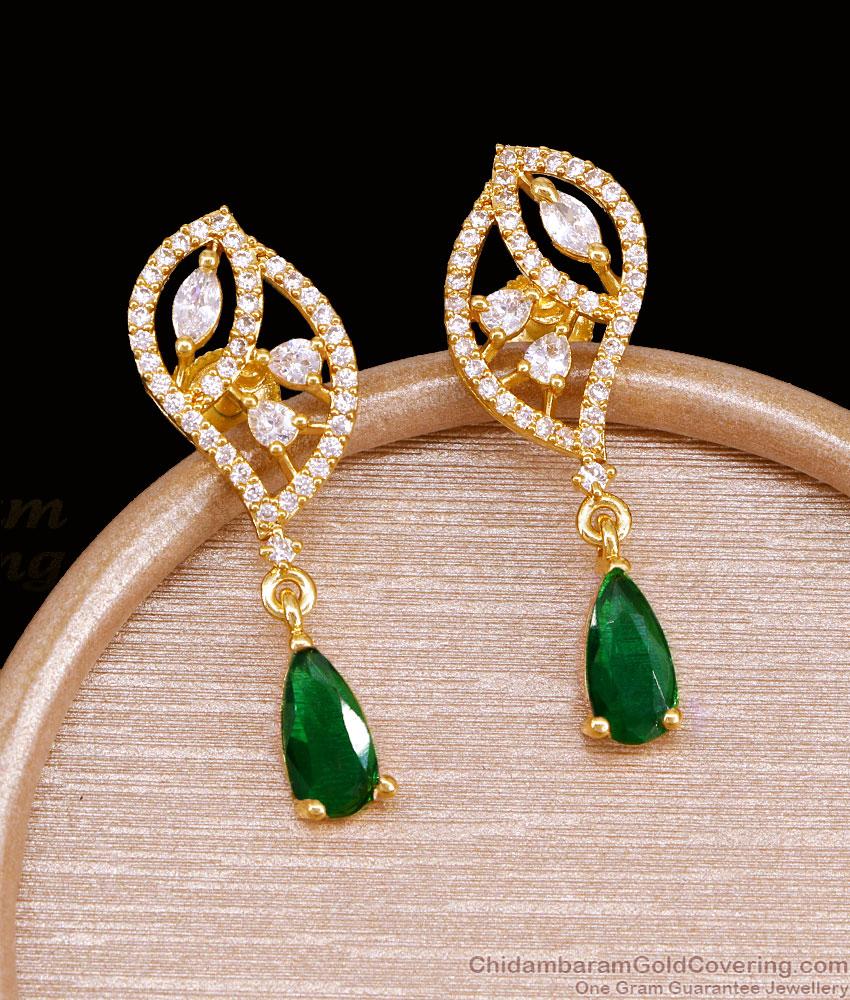 Stylish Emerald Stone Drop Earring Diamond Danglers ER5757 Stylish Emerald Stone Drop Earring Diamond Danglers ER5757
