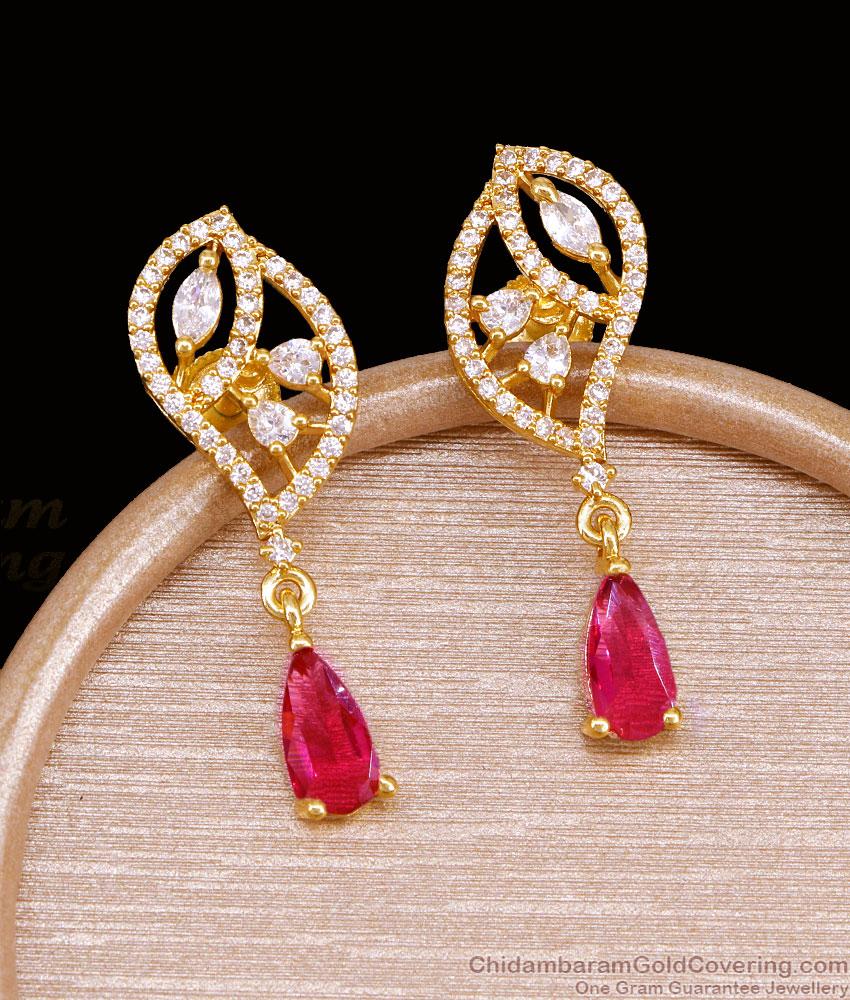 Ruby Stone Gold Imitation Dangler Earring Shop Online ER5758 Ruby Stone Gold Imitation Dangler Earring Shop Online ER5758