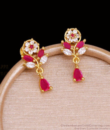 Elegant Ad Stone Gold Plated Earring Floral Design ER5759 Elegant Ad Stone Gold Plated Earring Floral Design ER5759
