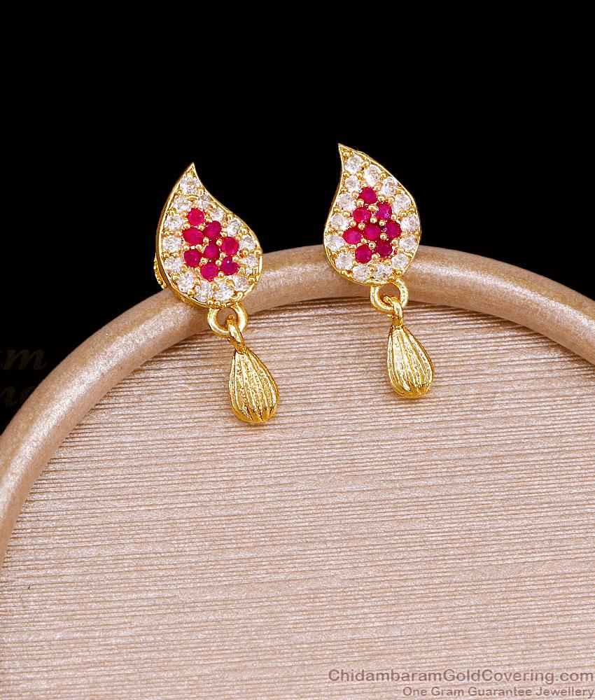 Ruby White Stone Gold Imitation Earring Droplet Design ER5764 Ruby White Stone Gold Imitation Earring Droplet Design ER5764