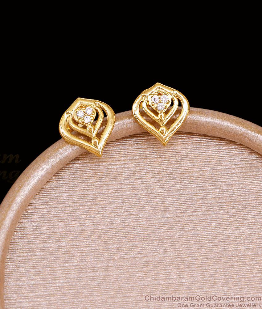 Small One Gram Gold Stud Earring With Stone ER5765 Small One Gram Gold Stud Earring With Stone ER5765