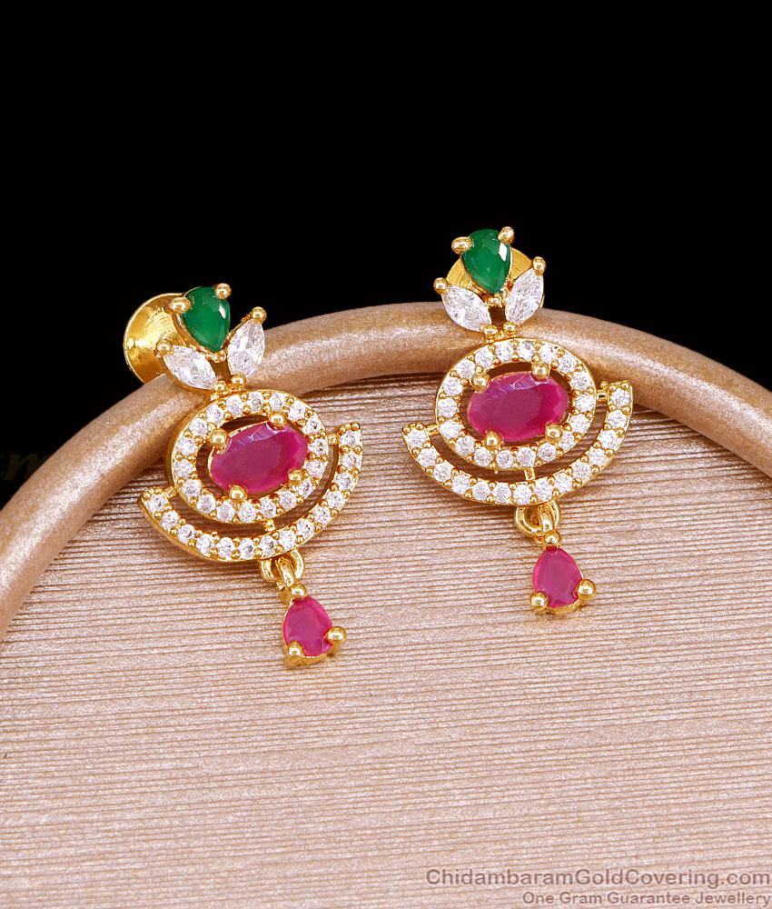 Trendy Multi Color Stone Gold Dangler For Party Wear ER5766 Trendy Multi Color Stone Gold Dangler For Party Wear ER5766