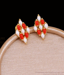 Traditional Gold Plated Coral Earring Pearl Jewelry ER5768 Traditional Gold Plated Coral Earring Pearl Jewelry ER5768