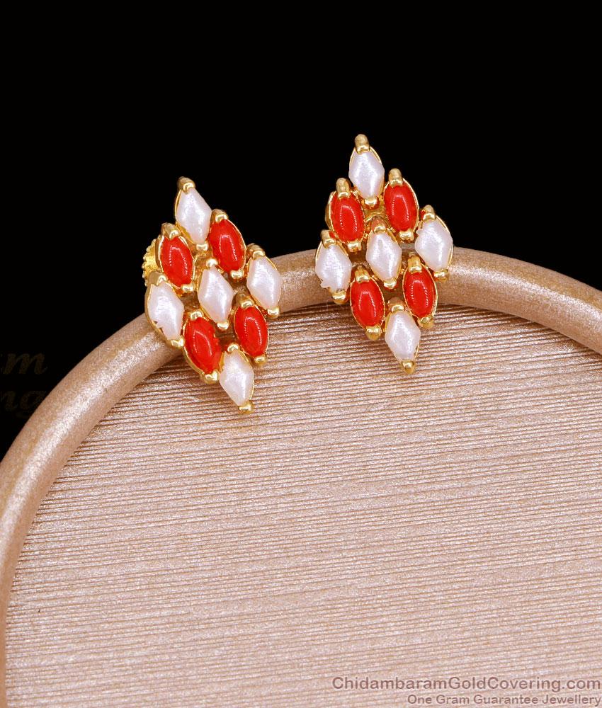 Traditional Gold Plated Coral Earring Pearl Jewelry ER5768 Traditional Gold Plated Coral Earring Pearl Jewelry ER5768