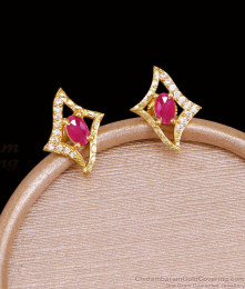 Daily Wear Ruby White Stone Stud Earring Shop Online ER5769 Daily Wear Ruby White Stone Stud Earring Shop Online ER5769