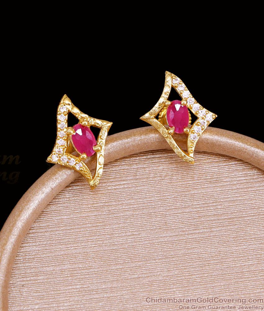 Daily Wear Ruby White Stone Stud Earring Shop Online ER5769 Daily Wear Ruby White Stone Stud Earring Shop Online ER5769