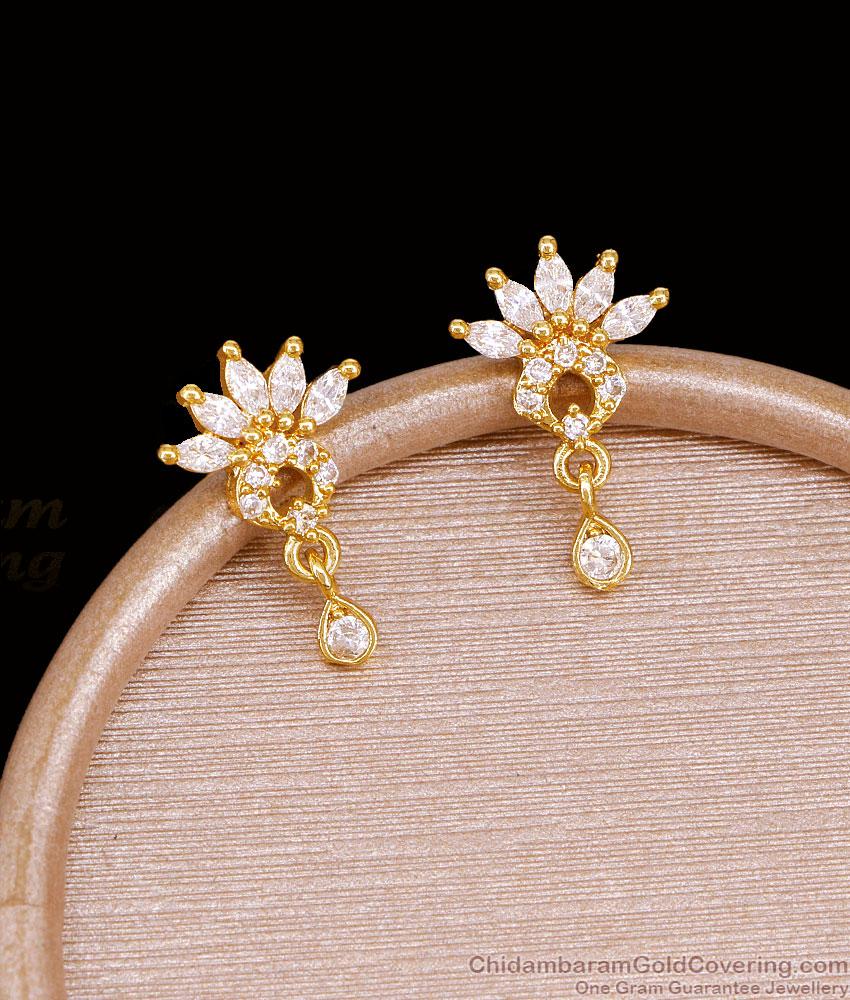 Beautiful Gold Imitation White Stone Floral Earring Online ER5771 Beautiful Gold Imitation White Stone Floral Earring Online ER5771