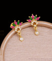 Pink Green Stone Gold Plated Floral Earring Hanging Drop ER5774