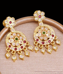 Gold Plated CZ Chandbali Earrings Floral Drop Studs ER5775 Gold Plated CZ Chandbali Earrings Floral Drop Studs ER5775
